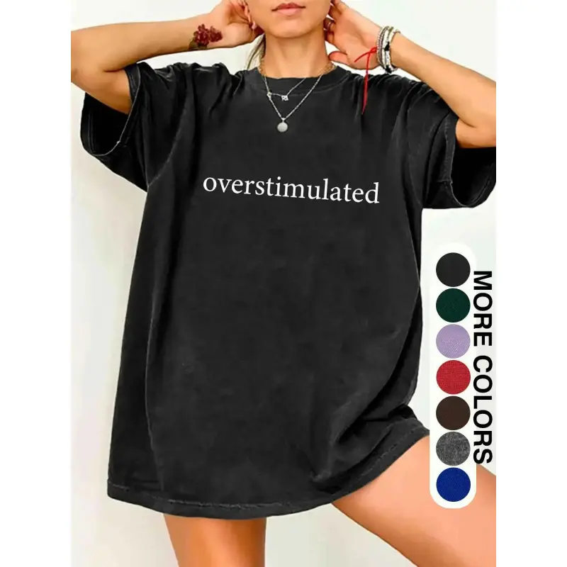 Retro 'It's Fine I'm Fine Everything's Fine' Graphic T-Shirt, Vintage Brush Stroke Text Print, Oversized [100% cotton] Sarcastic Tee, Fun Introvert Meme Aesthetic Top, Casual Short Sleeve Streetwear for Everyday Wear & Meme Outfit Fans