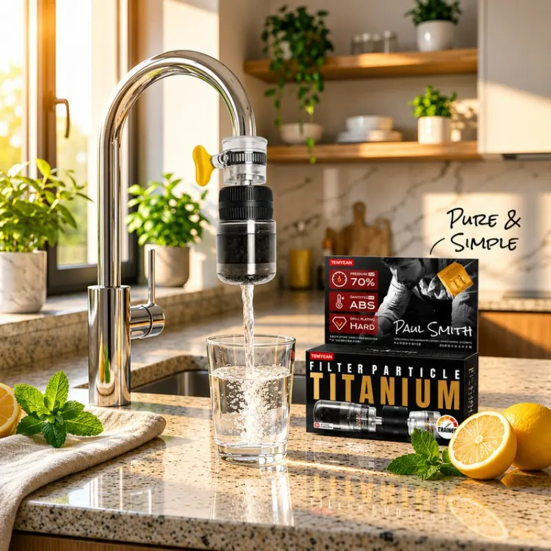 Temyean Titanium Particle Splash-Proof Filter, High-Pressure Water Purifier Nozzle, Home Kitchen Water Filtration System