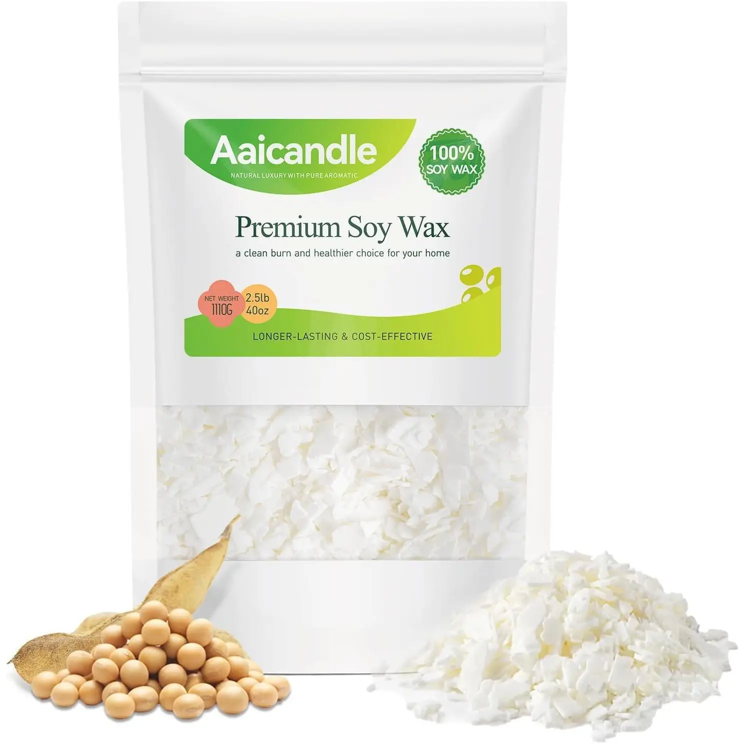 2.5LB Soy Wax for Making – Natural Wax Supplies for DIY Candles, Container & Tealight Craft e, Fast Melting Smooth Finish for Frequent Makers (1.1kg / 40 oz)