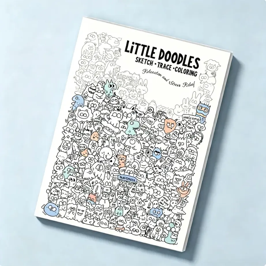3-in-1 Activity Book, Sketch + Trace + Coloring, Thick A4 Doodle Book, Relieves Stress and Boredom, Perfect for Creative Expression, Paper Book