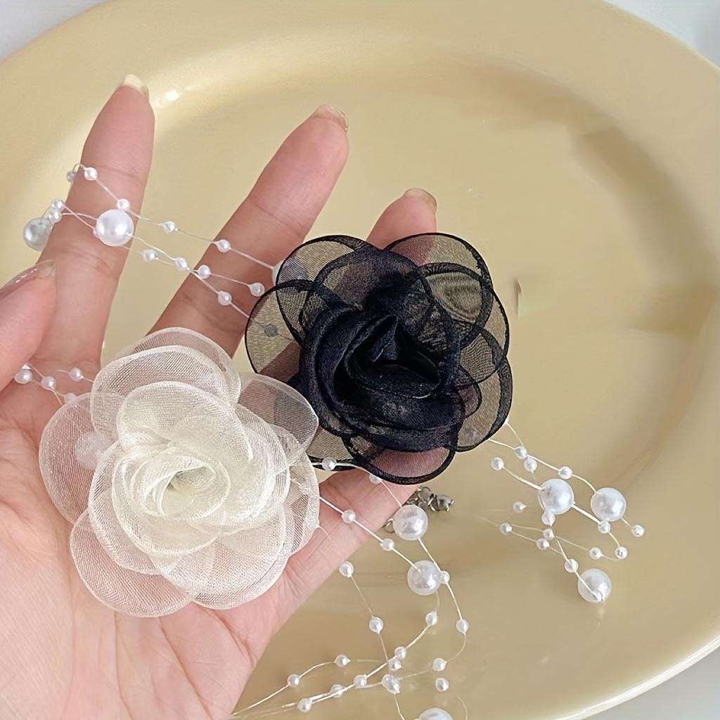 French-style romantic multi-layer faux pearl flower necklace trendy fashion accessory