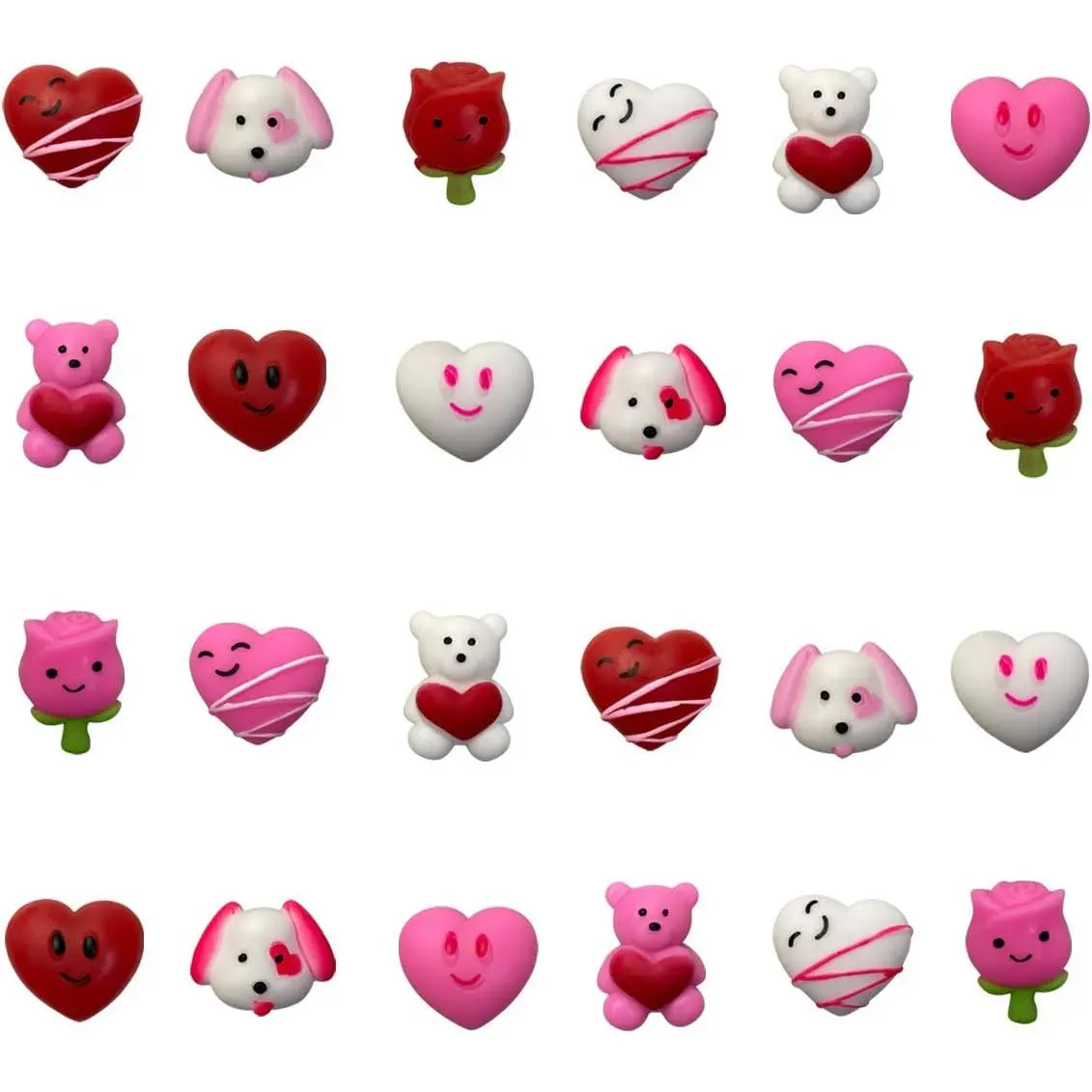Valentine's Day Mochi Squishy Toys for Kids, 24-Piece Animal Gift Set with Cards, Individually Wrapped in Heart-Shaped Cases for Party Favors & Classroom Prizes, Valentines, No Warning Applicable