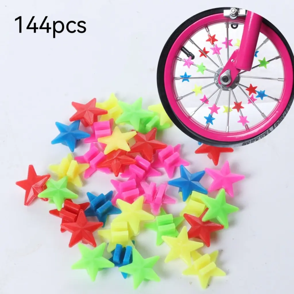 Bike Wheel Spokes Bead Plastic Clip Bead Plastic Bike Spokes Colorful Bicycle Spokes Decorations for Childrens Bicycle Spokes Accessories Wheel Decorations 144 Pieces