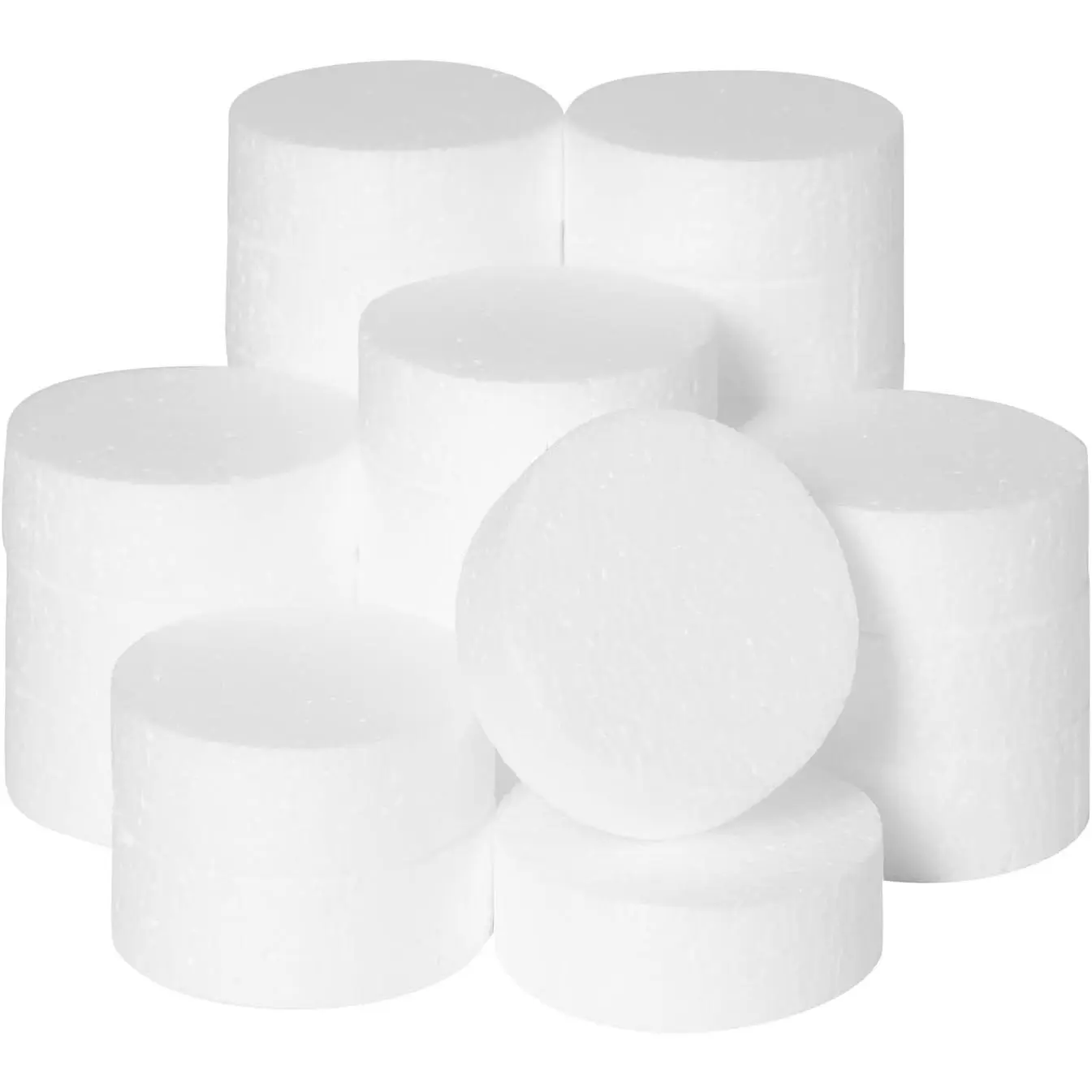 24 Pack 3 Inch 1 Inch Thick White Round Polystyrene Foam Circles Discs for Crafts and DIY Projects