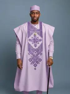 Men's African Style 3-Piece Set, Top Bottom Outer Robe Combo, Trendy New Arrival, Hot Selling Men's Fashion