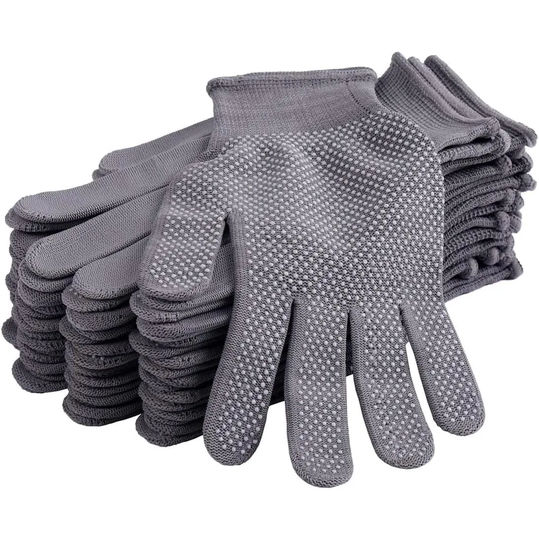 12Pairs Work Gloves Anti-slip Knitted Stretchy Cloth Glove Thin Moist Glove Liners
