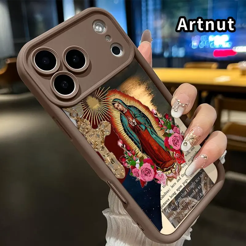 For IPhone 17 Pro Max Air Promax Case Virgin Mary Verses Pattern Soft Non Slip Rugged Durable Smartphone Cover for Girl