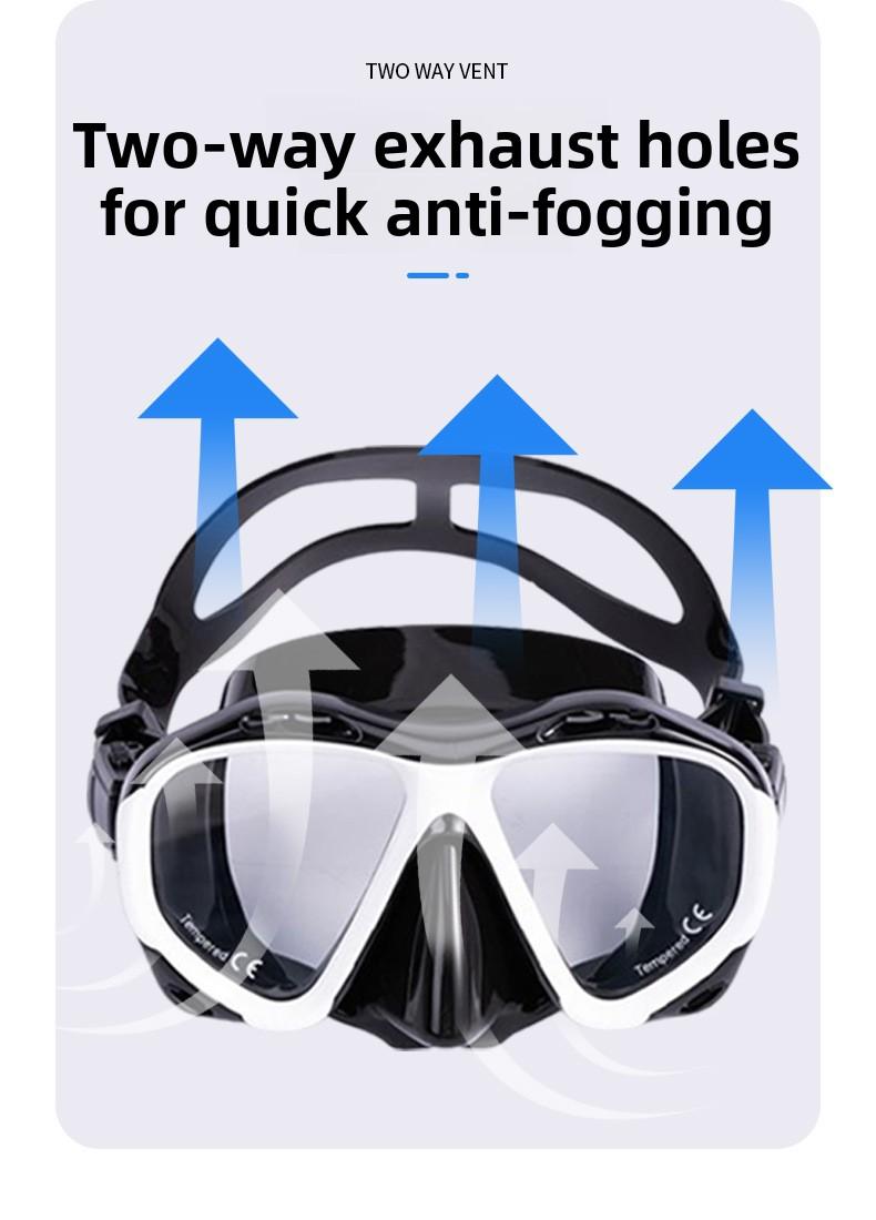 Snorkeling Equipment Diving Mask Snorkel Set Fully Dry Snorkel Tempered Glass Liquid Silicone Adult Suit White Black Red Tip