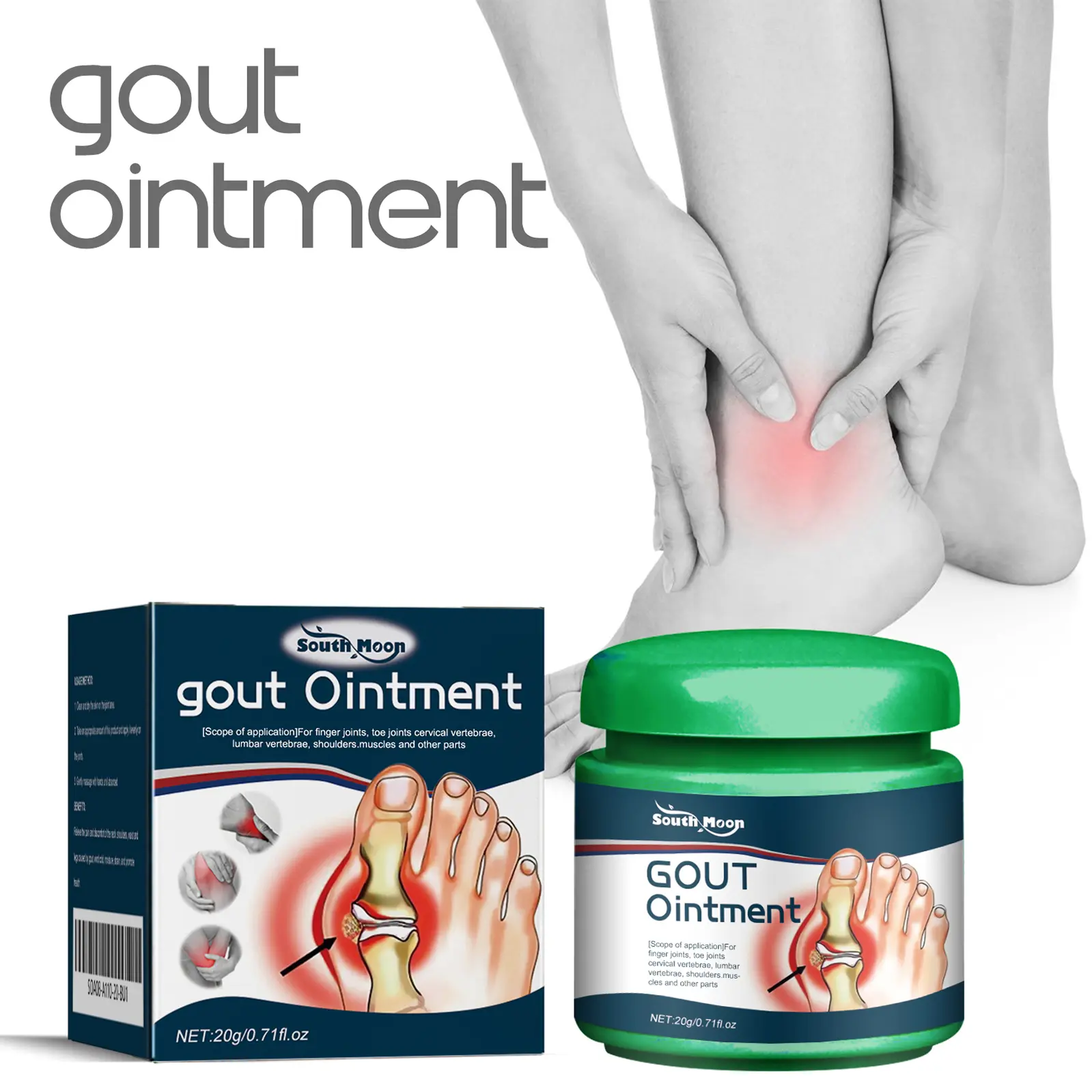 South Moon Herbal Joint Wellness Ointment, Gentle Topical Massage Cream for Toe, Finger, Shoulder, Neck & Lumbar Joint Areas, Daily External Body Nurture Ointment Relief Cream