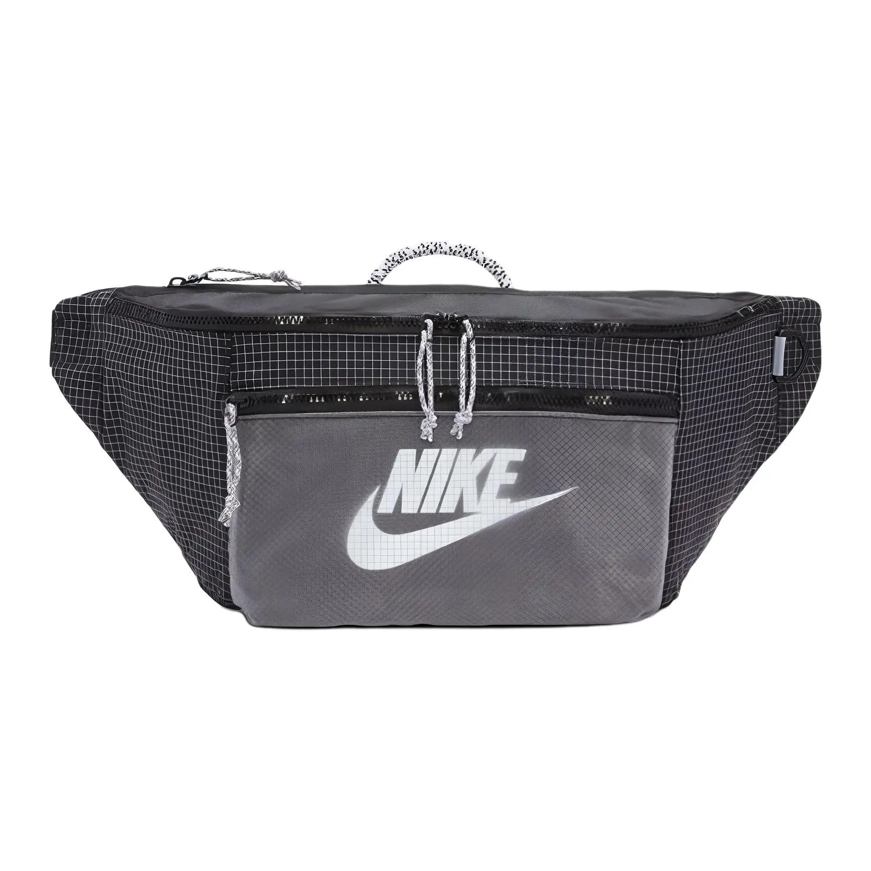 Nike Minimalist Fashion Crossbody and Waist Bag with Large Logo Mesh Print – Unisex Black Polyester Bag
