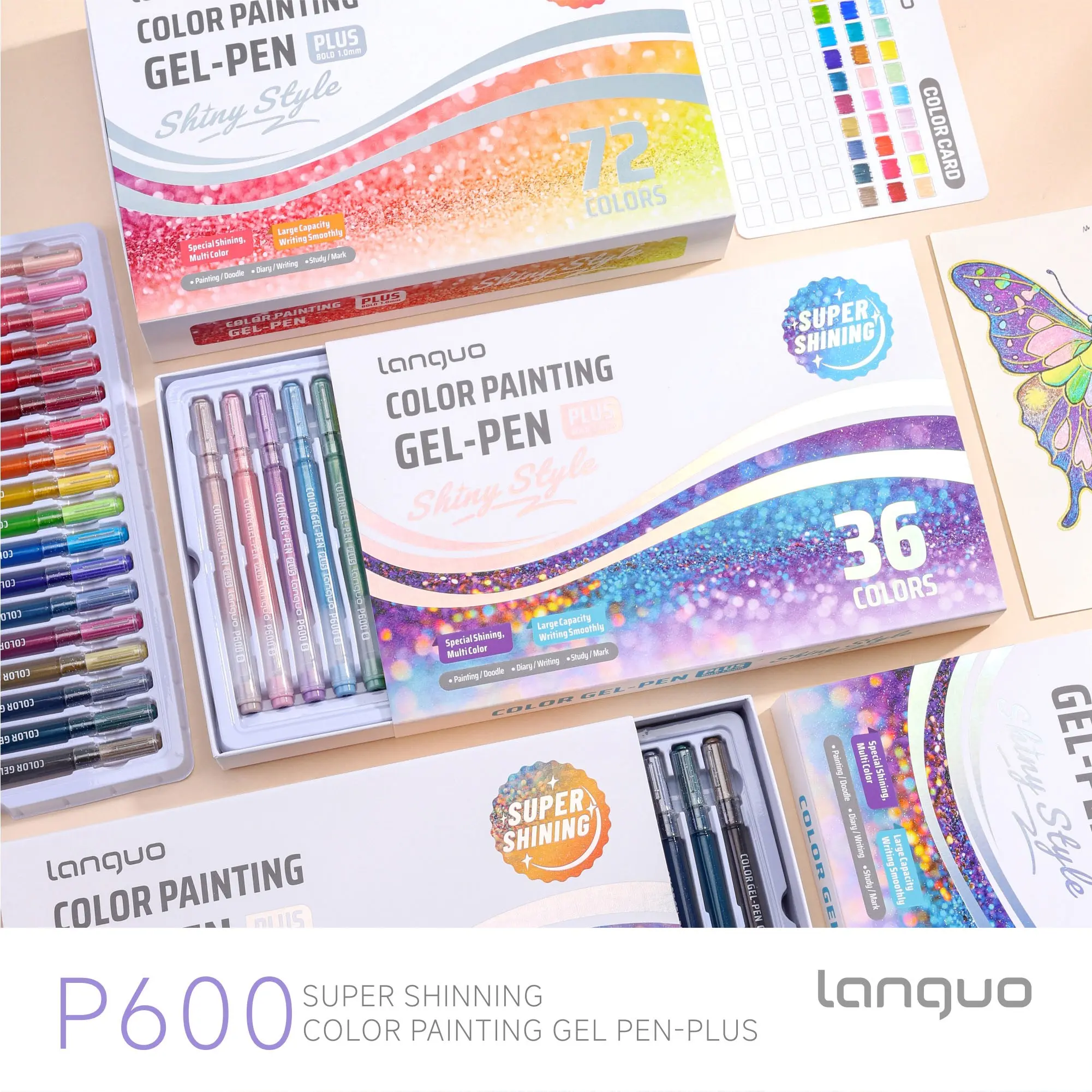 Glow Effect Drawing Pen Plus, 24-72 Colors Dreamy Glow, Fine Glitter, Rich Colors, Easy Line Tracing, Filling, Outlining, Meet More Drawing Needs