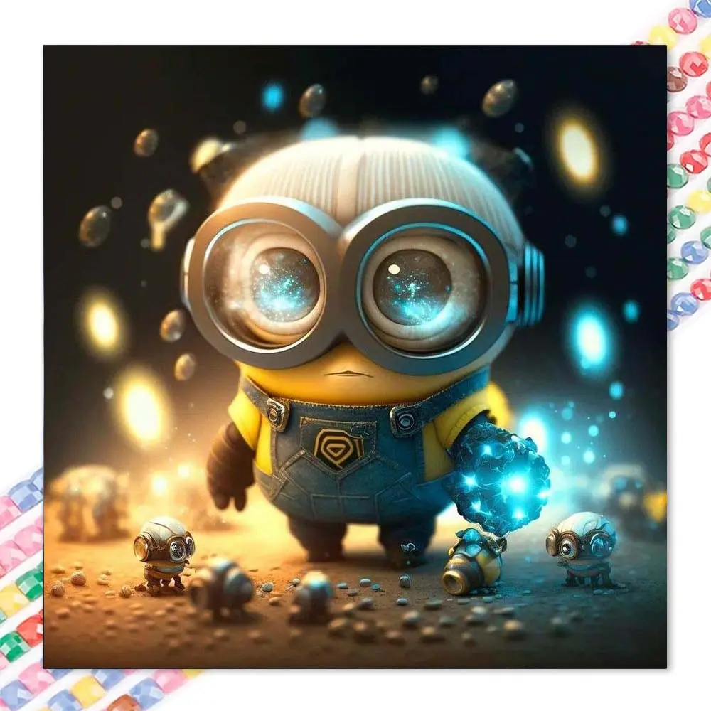 1 DIY diamond painting kit, 5D diamond art set, DIY decoration, Minions, glowing balls, robot diamond painting set, full round drills, mosaic, diamond art, DIY art home decor, suitable for Christmas.