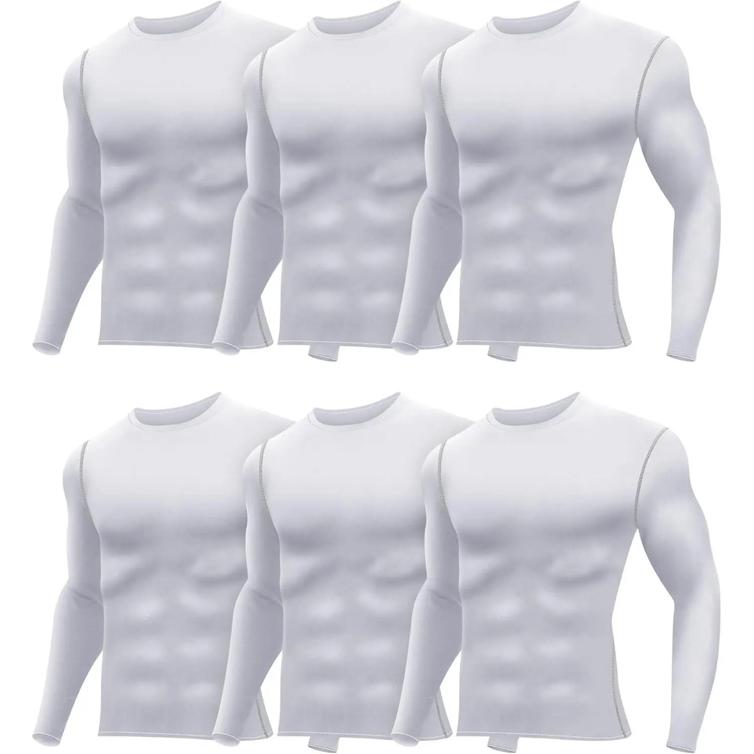 6 Pcs Men's Compression Shirts Long Sleeve Workout Running Shirt Athletic Base Layer Tops for Gym Sports Undershirts