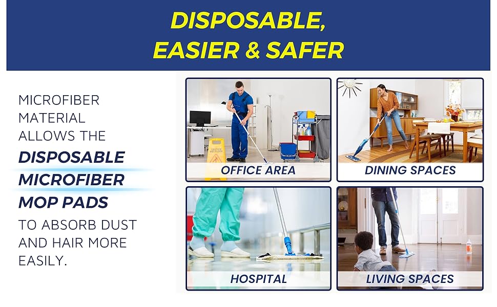 Microfiber Disposable Mop Pad For All 16-18'' Hook & Loop System Mop, Wet Dry Cleaning Pad Compatible With Bona,Rubbermaid,Turbo,Norwex (50 Pack)