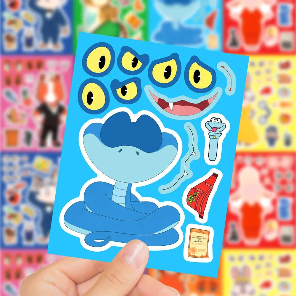 8/16sheets Q Version Zootopia Puzzle Stickers Make Your Own DIY Game Cute Cartoon Nick Make a Face Assemble Jigsaw Toy for Gifts