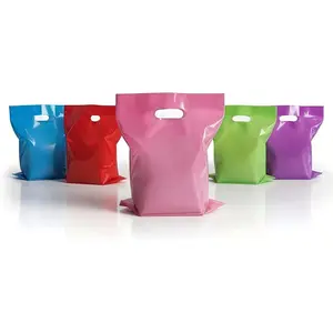 100 Pack Plastic Party Favor Bags with Handles, Goodie  Bags Bulk, Party  Bags for Candy, Weddings, Church & Holiday Events, Multiple Sizes( Colors, 6" X 8")