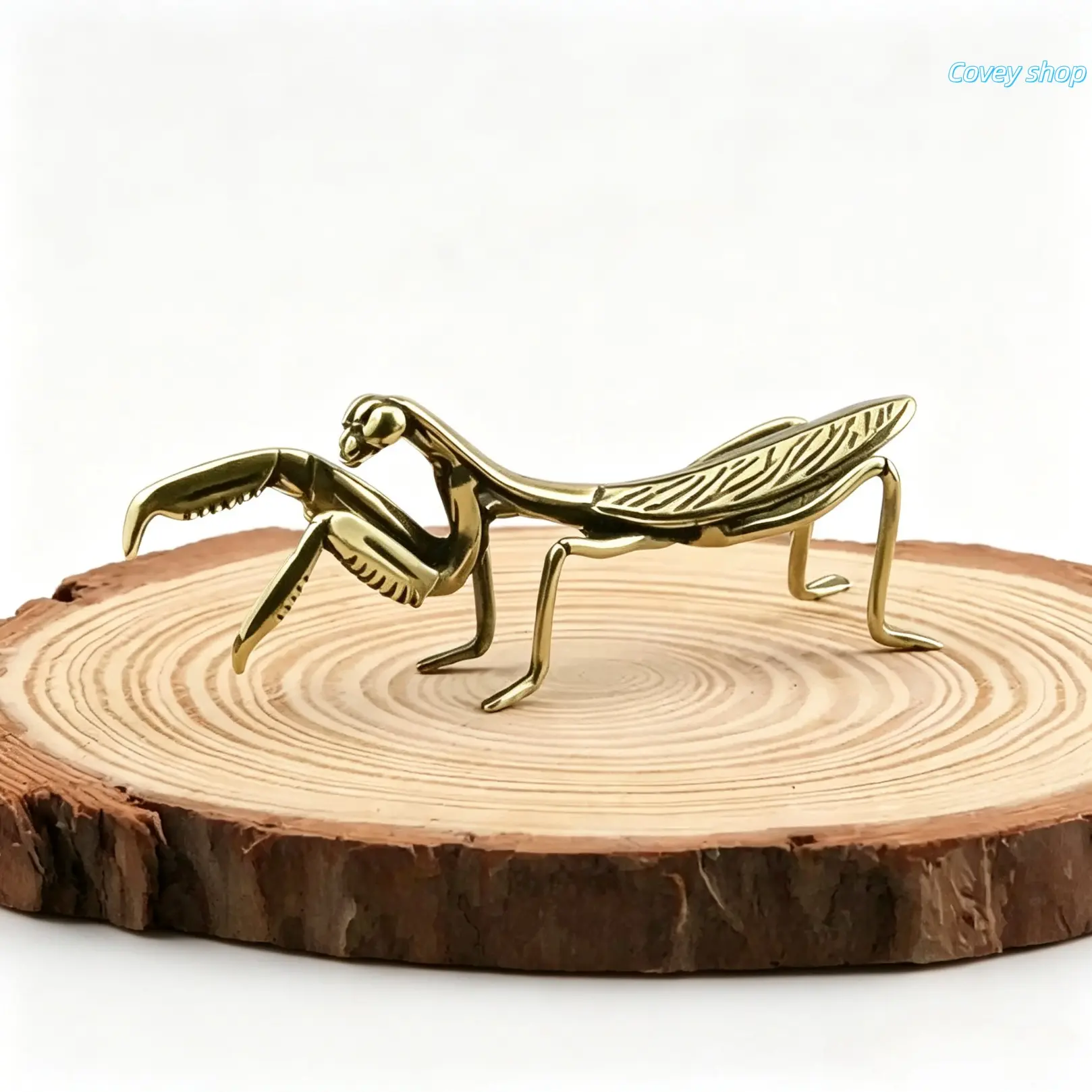 Brass Mantis Figurine Ornament, Creative Insect Tea Pet, Mini Copper Art Statue, Handcrafted Metal Decor Piece For Desktop, Home, Room & Tabletop Decoration, Vintage Miniature Wildlife Craft Decor