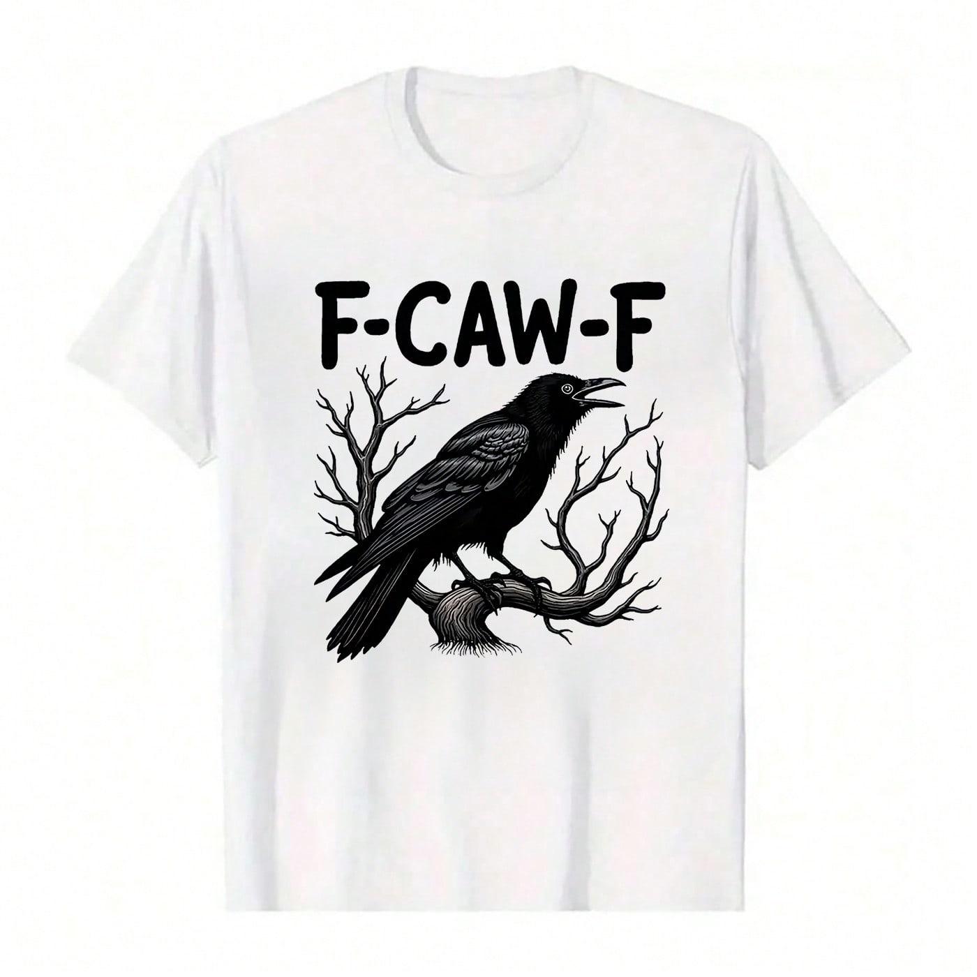 100% Cotton Unisex Round Neck Short - Sleeve "F-CAW-F" Raven Graphic T - Shirt