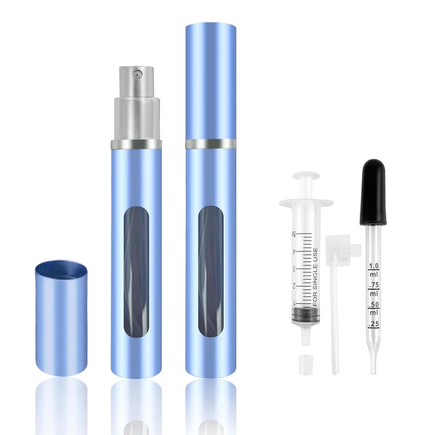 2 Pack Refillable Mini Perfume Atomizer Bottle,Portable Separate Bottles,Travel and Outings  Boxes Dispensers 5ml/0.2oz (Blue)
