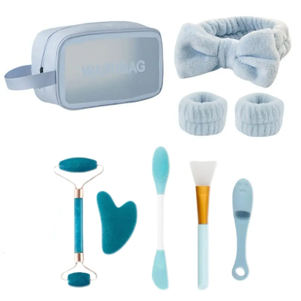 9-Piece Facial Care Tool Set, Silicone Cleaning Brushes, Massage Roller, Portable Skincare Kit, Ideal Gift for Home & Travel