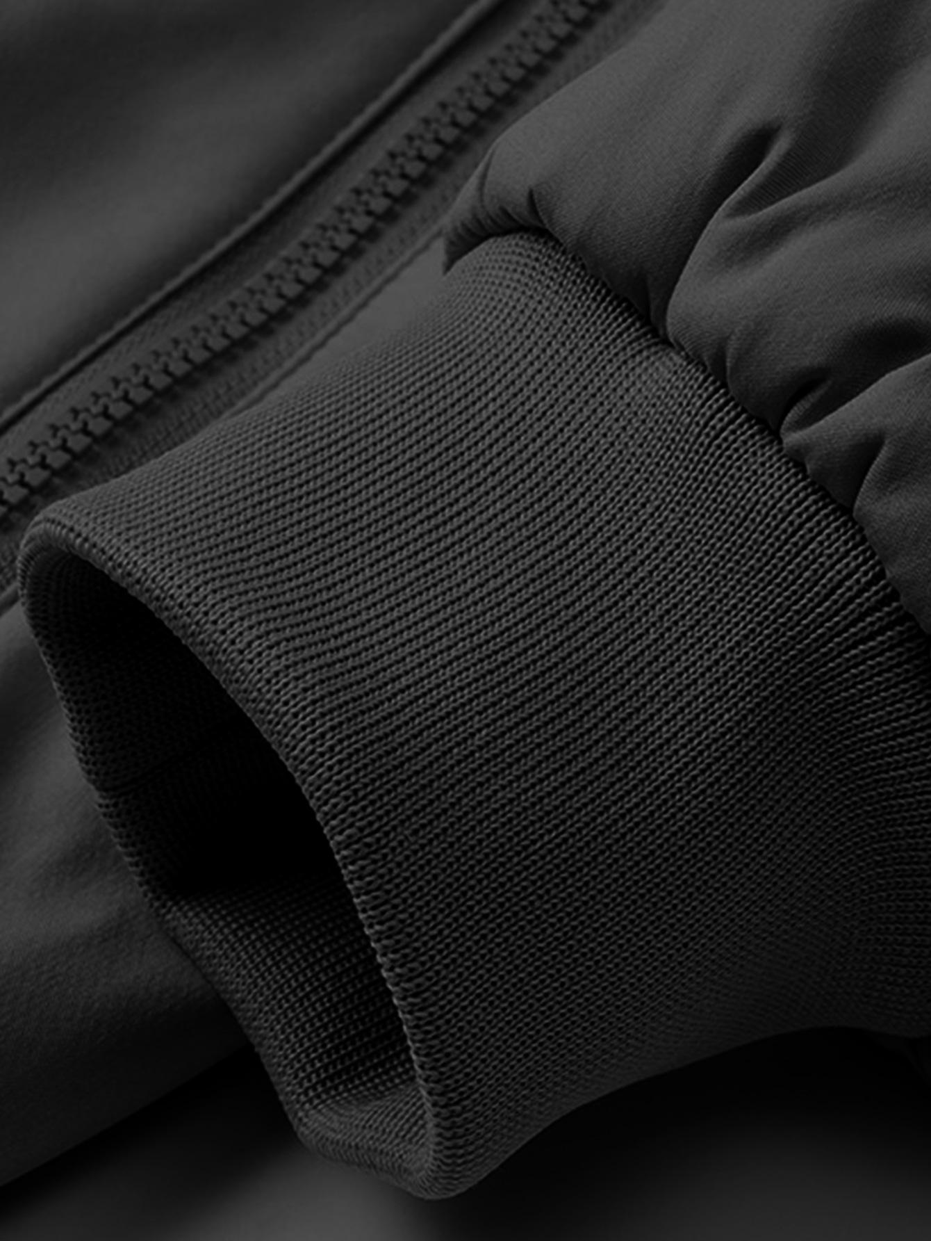 Men's Fleece Lined Thickened Jacket Winter Warmth Coat with Stand Collar, Full Zip，Windproof Outer Shell, Side Pockets, Elastic Cuffs & Hem for a Snug Fit, Ideal for Casual Outings, Outdoor Adventures & Daily Wear，Menswear Tops Long Sleeve