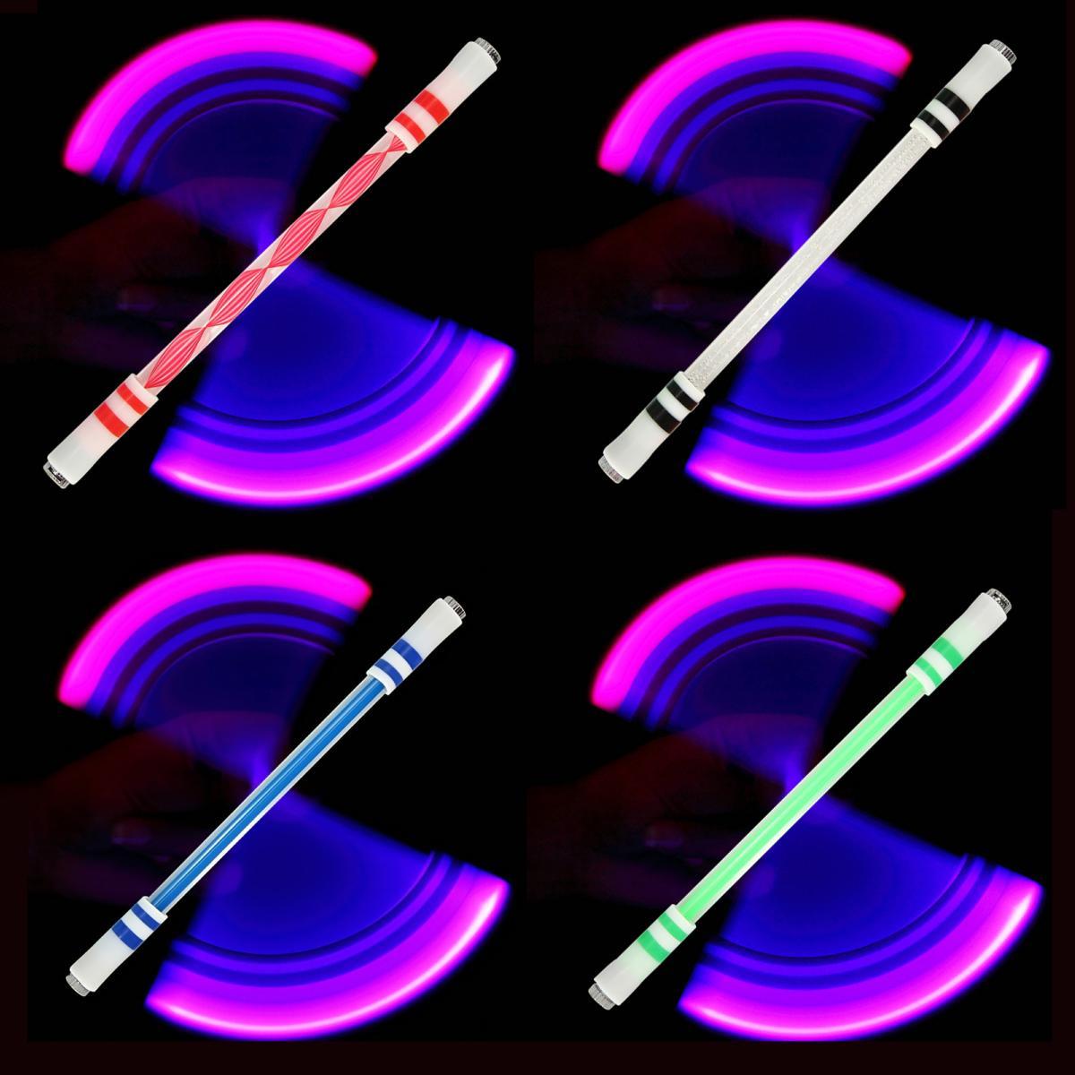 Random Color Glowing LED Spinning Pen, 1/2/3/4 Counts Rolling Stress Relieving Toy, Fidget Gadget, Stress Relief Gadgets, Perfect Pocket-sized Gift for Halloween Thanksgiving (no Writing Function)