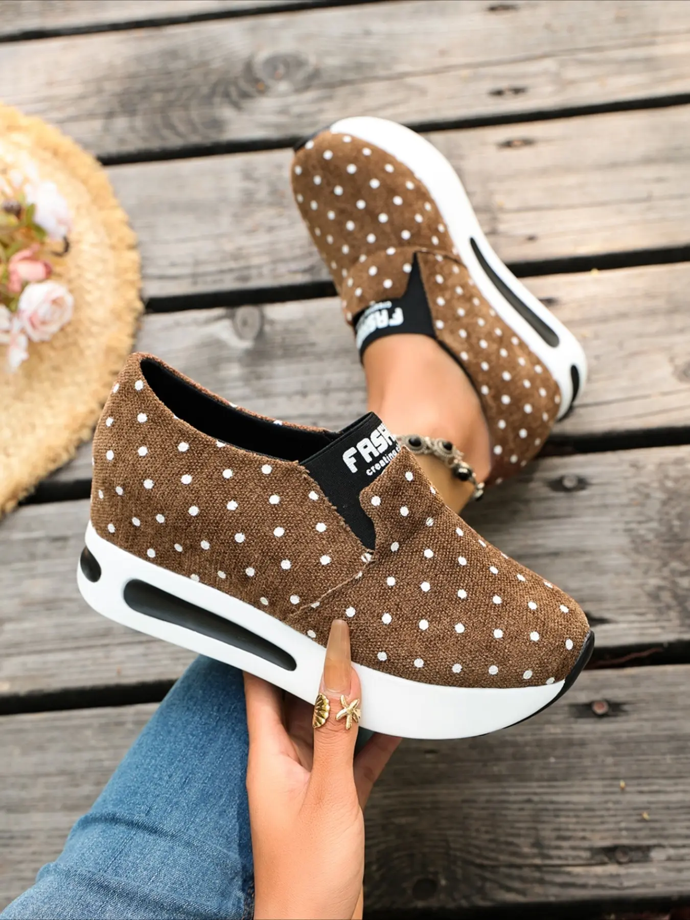 Lace mesh slip-on wedge sneakers air cushion platform lightweight breathable casual women walking shoes Breathable Summer Shoes multiple colors