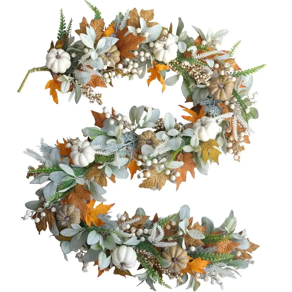 Autumn Wreath Pumpkin Wreath, Front Door Harvest Wreath, Eucalyptus Berry Pumpkin Lamb's Quarters, Fall Decor, Porch Wall, Home Outdoor Festival Decorations
