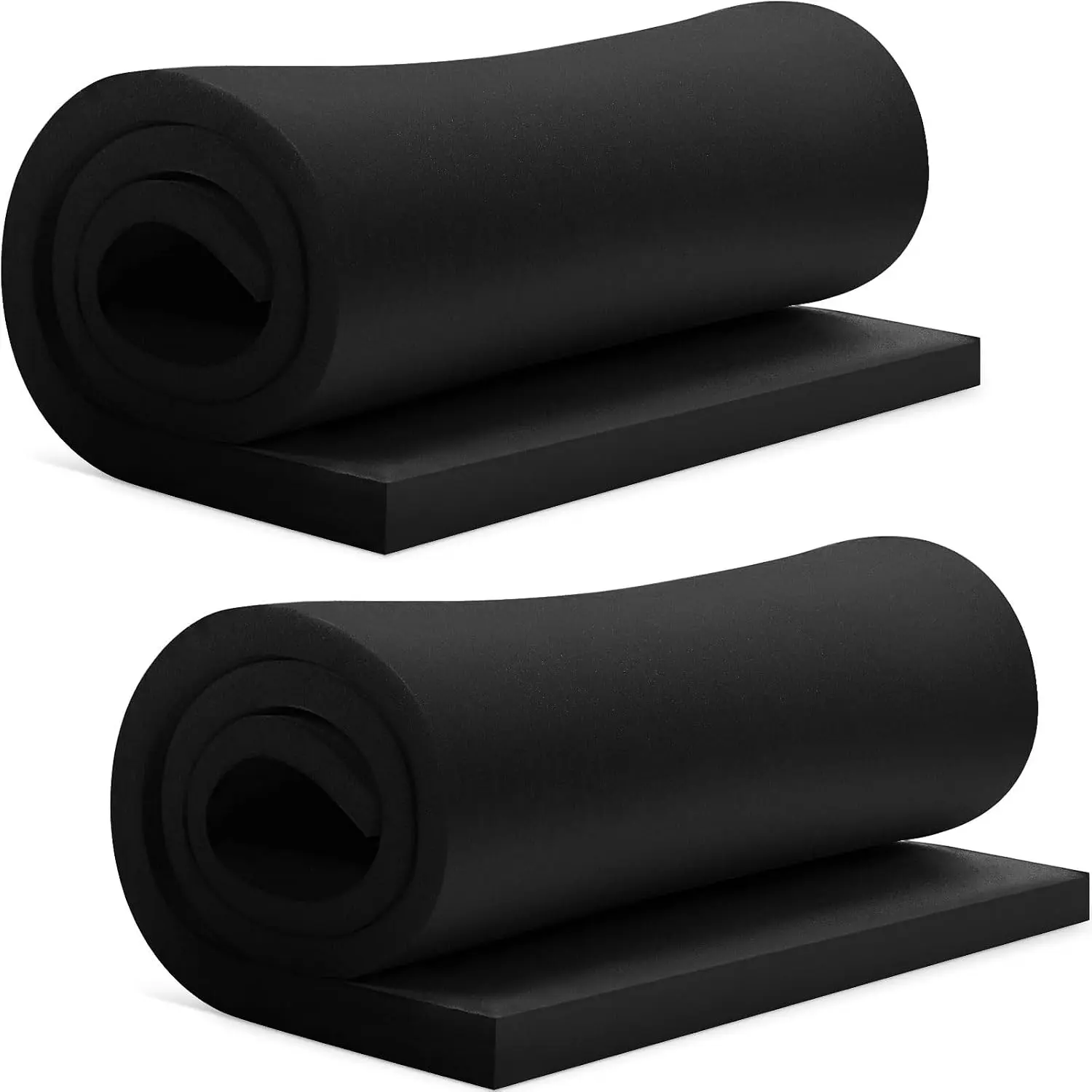 2 Pcs Upholstery Foam 1" x 24" x 72" High Density Cushion Black Polyurethane Craft Foam Padding for Seat Replacement DIY Projects Chairs Headboards Sofas Home