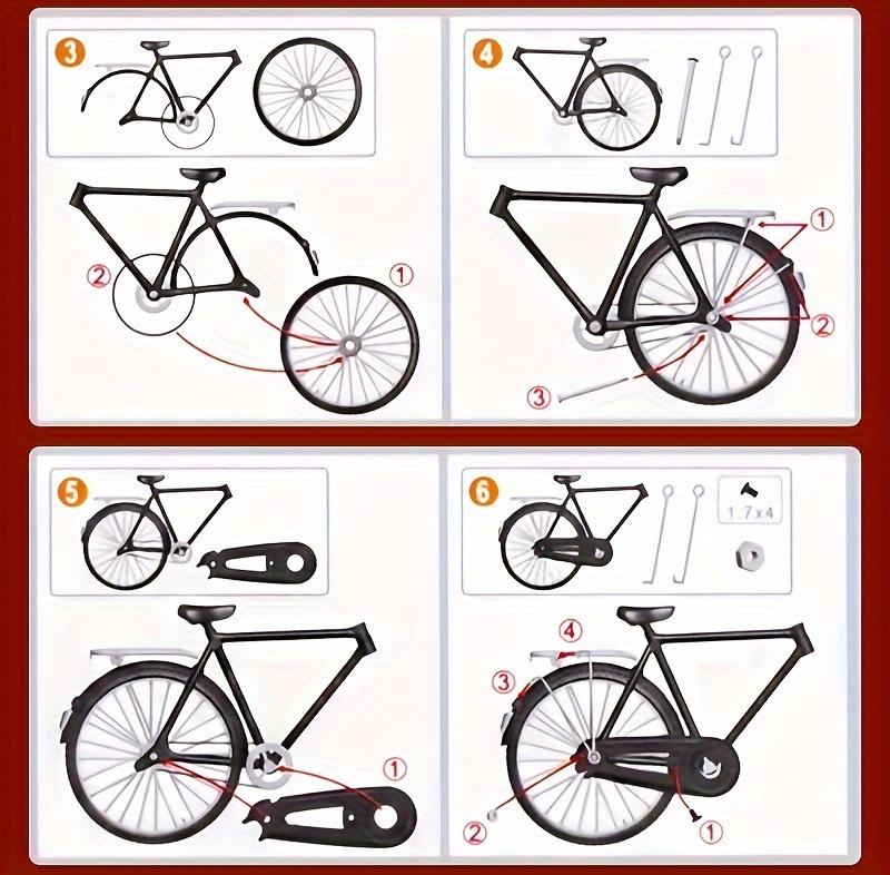 52-Piece Brain-Training/Hands-On/Retro Bicycle Model Set - Miniature Aluminum Alloy Set, Perfect for Collectors and Hobbyists, a Meaningful Gift and Home/Office Decor.