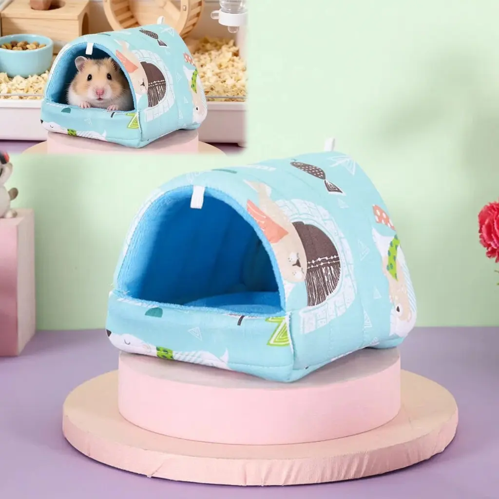Rat Hamster Bed House Cushion, Hut Hanging Hammock, Cute Toy Nest for Mini Small Animals, Mice, Sugar Glider, Chinchilla, Dwarf Hamster