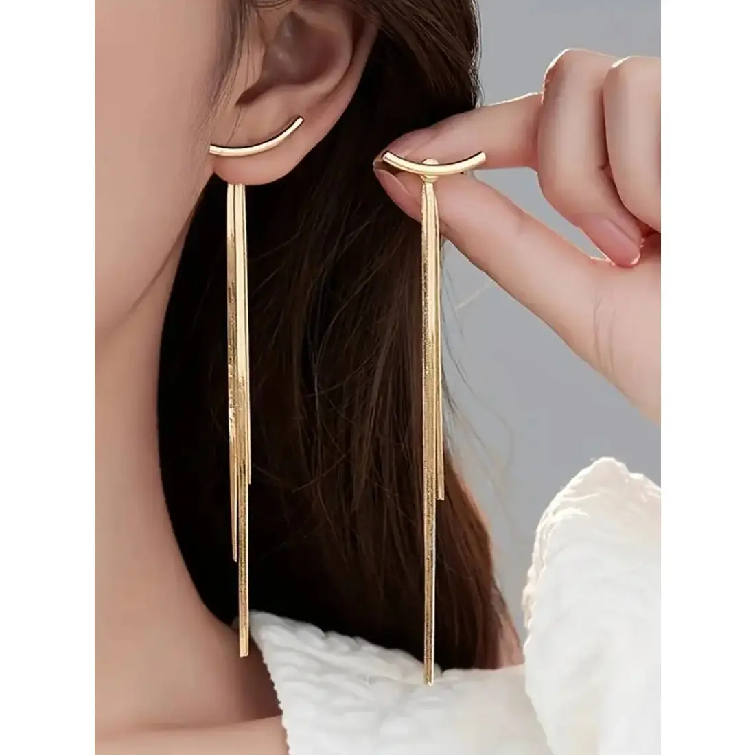1 Pair Elegant Alloy Tassel Drop Earrings, Fashion Dangle Earrings, Dangly Earrings, Simple Iron Post, Versatile for Daily Wear & Parties, Creative Design, Ideal for Valentine'S Day Gift, All-Season Jewelry