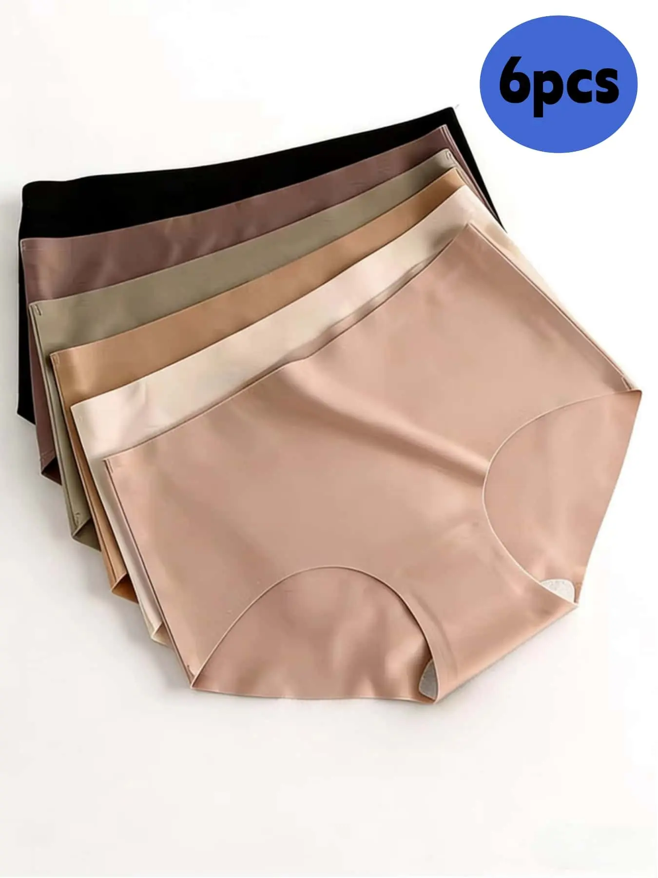 6-Pack Seamless Comfort Underwear, Plain Color Seamless Lingerie, All-Day Soft Fabric, Simple Comfort, Sexy Fashion