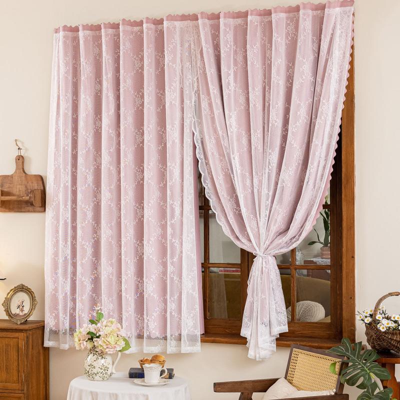 Snooztex Elegant Sheer Curtain Panels - 1-Piece/2-Piece Ultra Sheer Floral Lace Drapes, Breathable Fabric Soft Privacy Window Decor for Home Rooms, Elegant Sheer Curtains