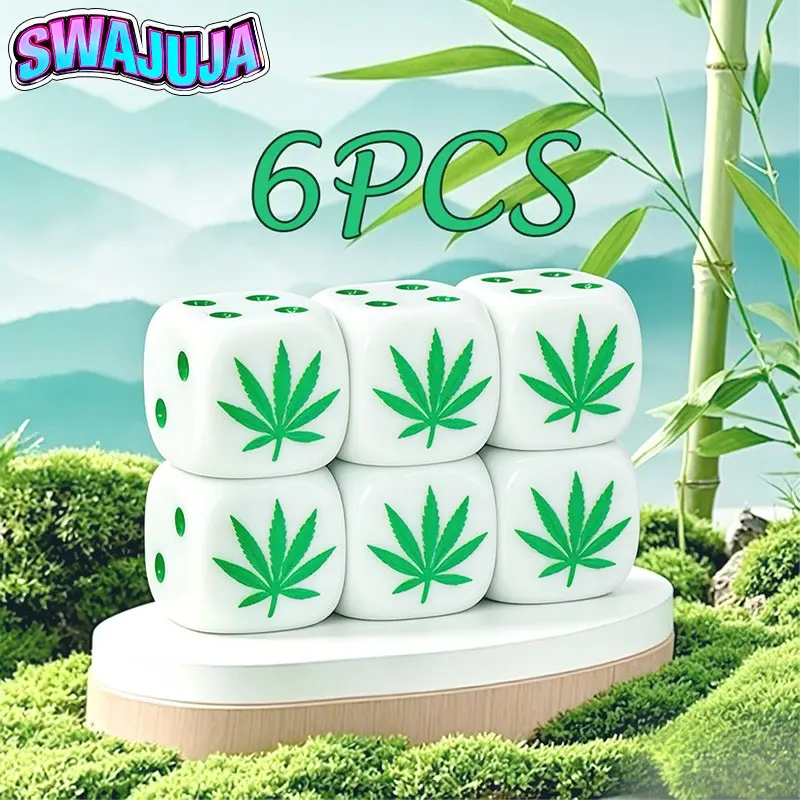 6-Pcs Green Leaf Dice Set – suitable for role-playing games and family dice games, also a great gift for Thanksgiving and Christmas, adult game accessory