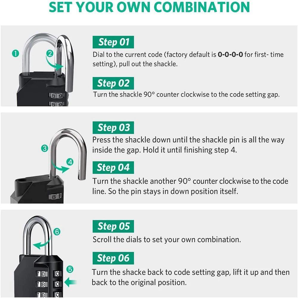 2pcs Resettable 4 Digit Combination Lock Waterproof Heavy Duty Outdoor Padlock High Security Durable Zinc Alloy Body Stainless Steel Cover 10000 Combinations Industrial Use 2pcs Resettable 4 Digit Combination Lock Waterproof Heavy Duty Outdoor Padlock High Security Durable Zinc Alloy Body Stainless Steel Cover 10000 Combinations Industrial Use
