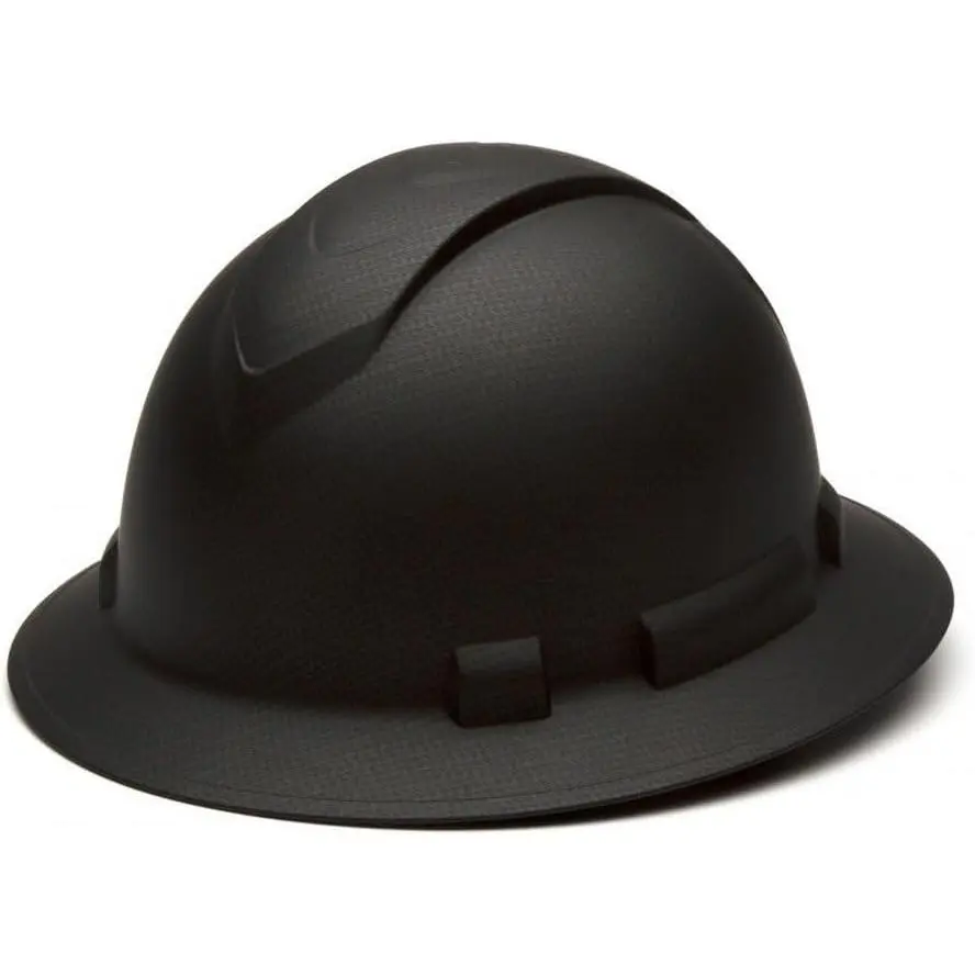 Ridgeline Full Brim Hard Hat with 4-Point Ratchet Suspension, Matte Black Graphite Pattern, HDPE Shell for Construction & Utility, ANSI Z89.1 Type I Class C/G/E