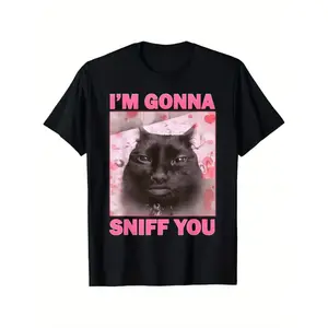 100% Cotton I'M Gonna Sniff You Funny Brainrot Cat Graphic T-Shirt,  180Gsm Soft & Breathable Regular Fit Casual Round Neck Tee For Men & Women, Summer Comfortable Unisex Gift  Funny Cat T Shirt, Comfortable Clothing |     Playf T-Shirt For Men and Women.