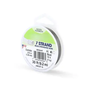 7-Strand Stainless Steel Beading Wire, Flexible & Durable Wire for Jewelry Making, Ideal for Necklaces & Bracelets, Nylon Coated, Seed Bead Stringing Wires, 30 ft, .015 in / 0.38 mm - Bright
