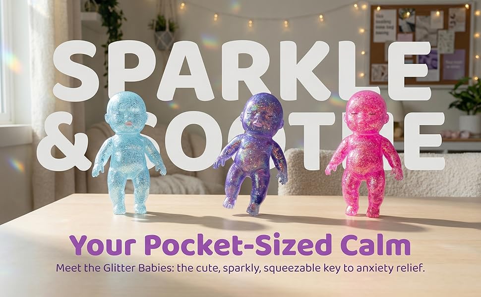 Glitter Figure Squishy Fidget Squeeze Item – 4" Soft Sensory Decompression Desk Decor for Adults, Portable Office Anxiety Relief Gag Gift