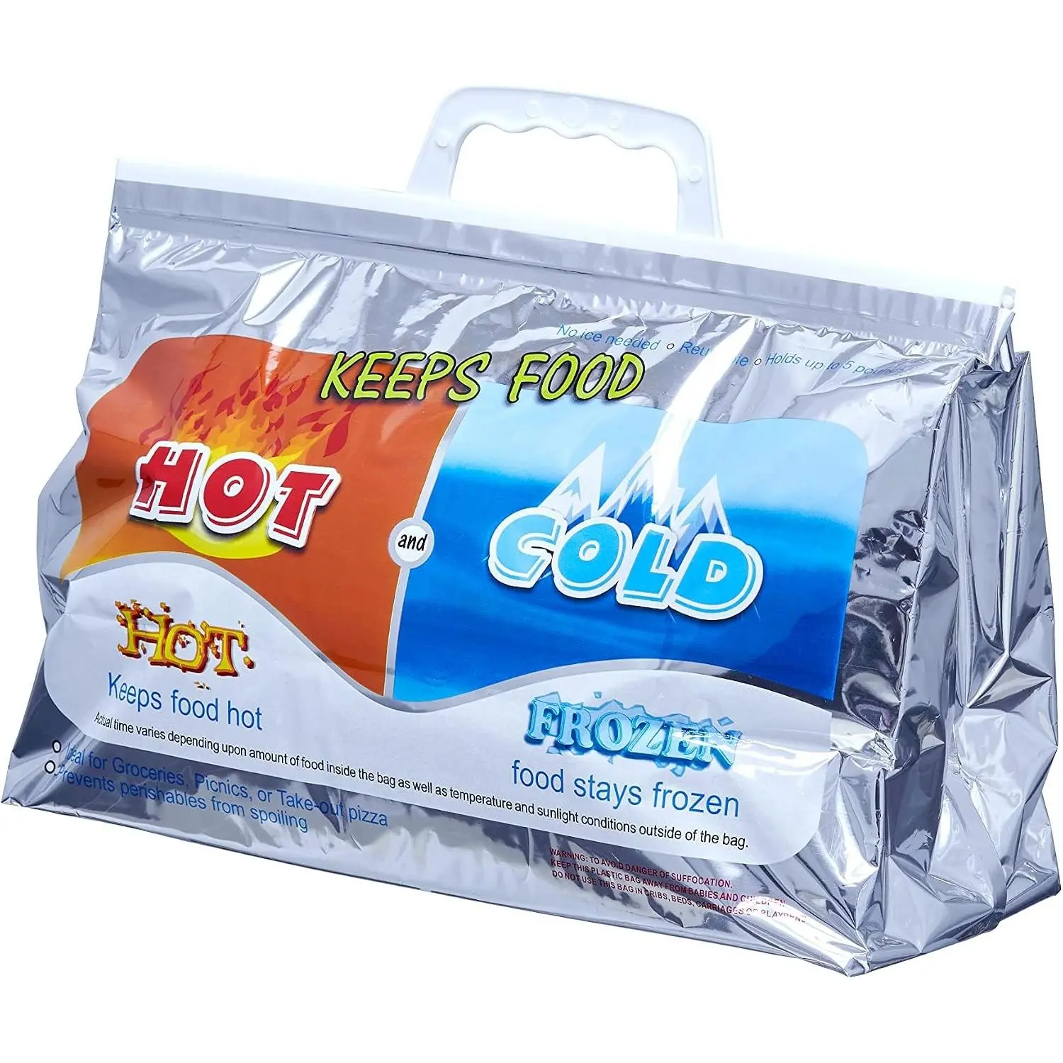 Insulated Thermal Bags for Hot and Cold Food Delivery, Grocery Shopping, Travel, and Food Storage – Disposable Cooler Bag, Reinforced Lunch Bag (1 Pack, 13"x5.5"x8.5")Gift