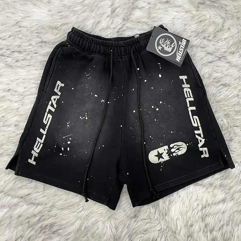 Hellstar Shorts for Men Women, Y2K Streetwear Graphic Shorts, Casual Athletic Sweat Shorts with Logo Print, Oversized Hip Hop Style Summer Bottoms, Trendy Urban Fashion Clothing