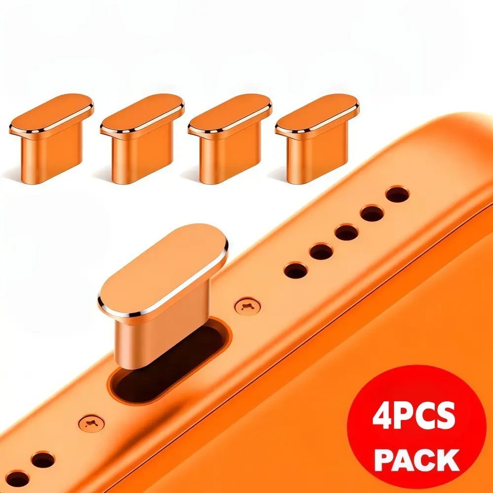 4pcs Metal Dust Plugs Type-C with Transparent Box, Easy Install Dust Plug for iPhone 17/16 Series, Compatible with iPhone 17 Pro Max