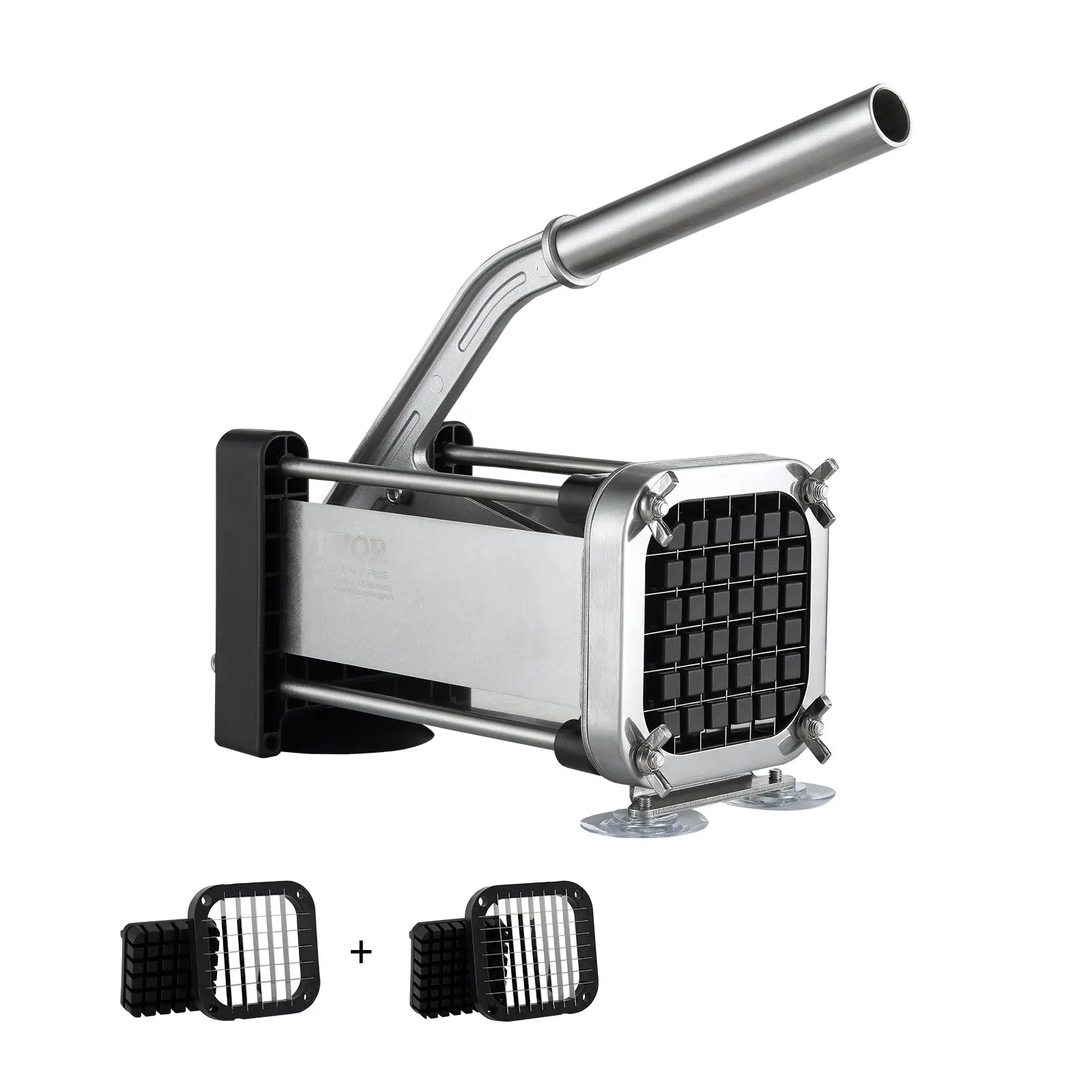 【DealsForYouDays】VEVOR French Fry Cutter, Potato Slicer with 1/2-Inch and 3/8-Inch Stainless Steel Blades, Manual Potato Cutter Chopper with Suction Cups, Great for Potato, French Fries, Cucumber, Vegetables, Carrot
