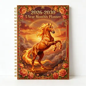 2026-2030 Monthly Planner/Calendar - January 2026 to December 2030, 5-Year Monthly Planner, Red Fiery Horse Themed Cover Design Notebook, Yearly and Monthly Calendar Planning, Monthly Tabs, 60-Month Calendar, 5.5 x 8.3 inches, Thick Paper, Elastic Cover,