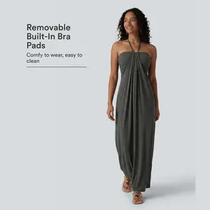 【Creator’s Pick】Halara Halter Tie Back Removable Pads Maxi Dress with Pockets