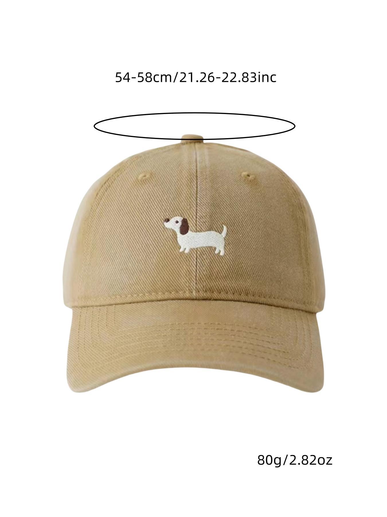 Cute Cartoon Sausage Dog Embroidered Baseball Cap, Animal Hats, High-Quality Wide Brim, Casual Fitted Hat for All Seasons, Unisex Fashion Accessory