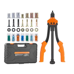 14 Inch Heavy Duty Rivnut Tool Kit 7 SAE Metric Mandrels 70 Mixed Rivet Nuts with Storage Box, Fix Annoying Incomplete Small Rivnut Sets, Multi-Size Hand Rivet Nut Gun for DIY Garage & Automotive
