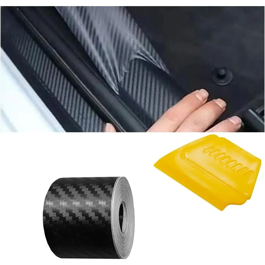 Carbon Fiber Vinyl Wrap,  1"×16FT  High Gloss  Window Door Trim Tape Roll, Air Release Auto Interior & Exterior  Decal Decoration for  , , SUVs(3CM)