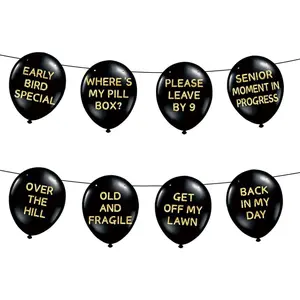 Balloon, 50th Birthday Decorations Banner for Women Men Pre-Strung Hilarious Abusive, Banner Fun Retirement Or Over The Hill Decor for 30th 40th Birthday Party Supplies